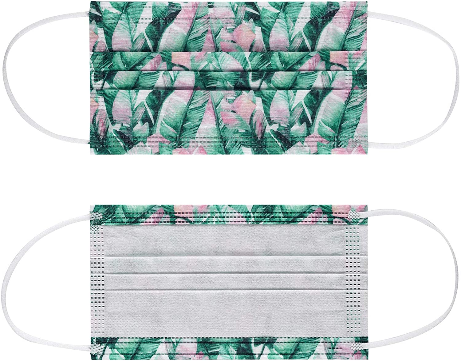 NUÜR 10pcs Floral 3 Ply Disposable Face Mask with Elastic Earloop - Mint Blue - Image 7
