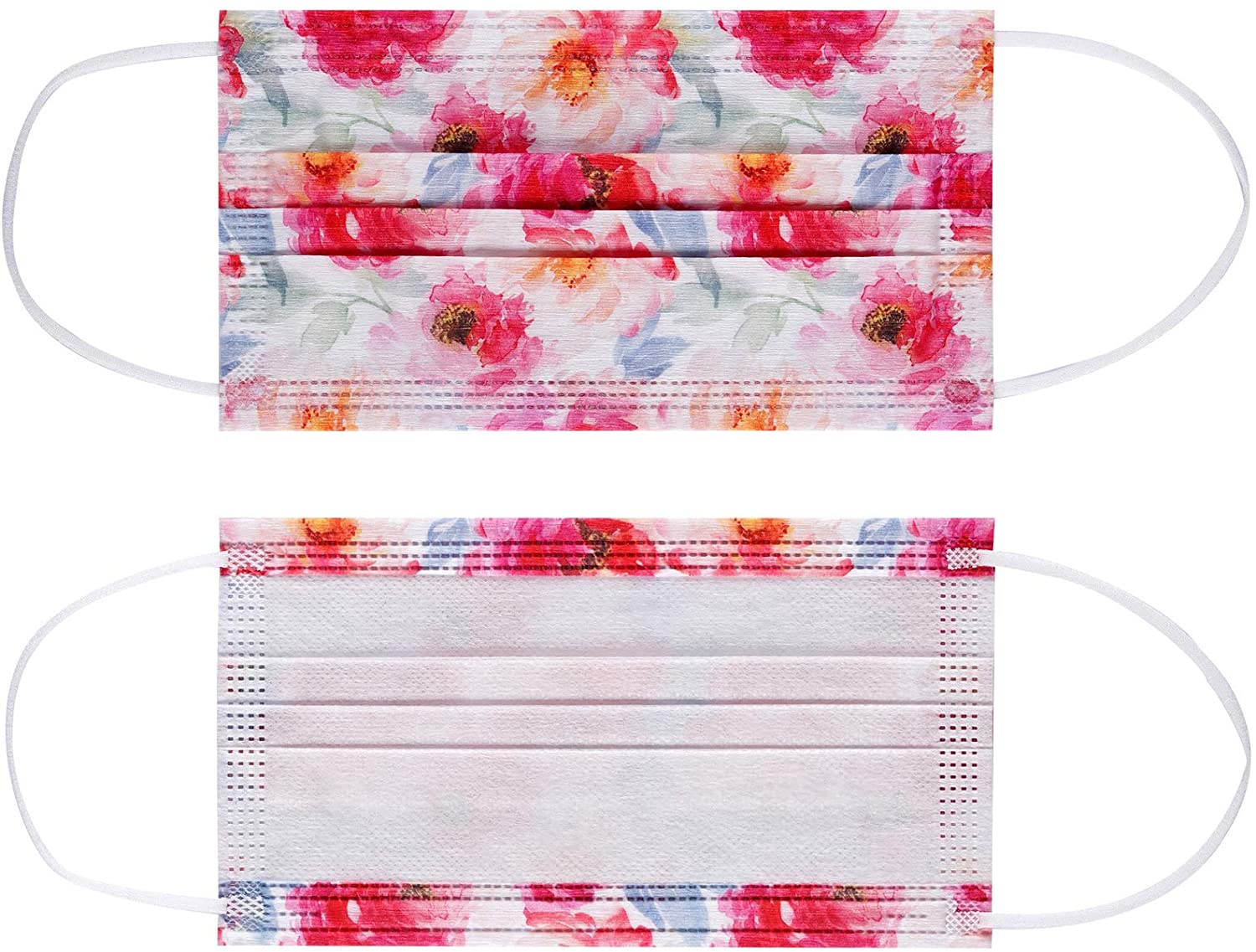 NUÜR 10pcs Floral 3 Ply Disposable Face Mask with Elastic Earloop - Roseate - Image 7